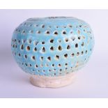 A 19TH CENTURY CENTRAL ASIAN KASHAN TURQUOISE POTTERY BOWL. 16 cm x 14 cm.