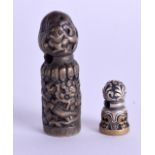 TWO CHINESE TIBETAN BRONZE SEALS. 4.5 cm & 2.5 cm. (2)