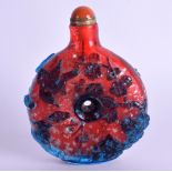 A CHINESE PEKING GLASS SNUFF BOTTLE. 11 cm high.