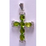 A SILVER GEM SET CRUCIFIX. 5 cm x 3.5 cm.