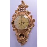 AN EMILE SKALIN STOCKHOLM GILTWOOD CARTEL CLOCK. 63 cm x 32 cm.