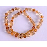 A 1920S CITRINE AND CRYSTAL NECKLACE. 46 cm long.