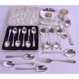 A COLLECTION OF VARIOUS SILVER including spoons etc. 9.5 oz. (qty)