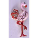 A 14CT GOLD AND ENAMEL PELICAN BROOCH. 9.8 grams. 5 cm x 2 cm.