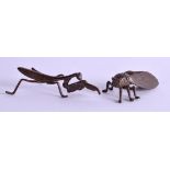 TWO JAPANESE BRONZE INSECT OKIMONO. 6 cm & 4cm wide. (2)