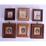 A SET OF SIX 19TH CENTURY INDIAN PAINTED IVORY PORTRAIT MINIATURES of various subjects. Largest mini