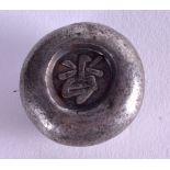 A CHINESE WHITE METAL INGOT. 2.5 cm wide.