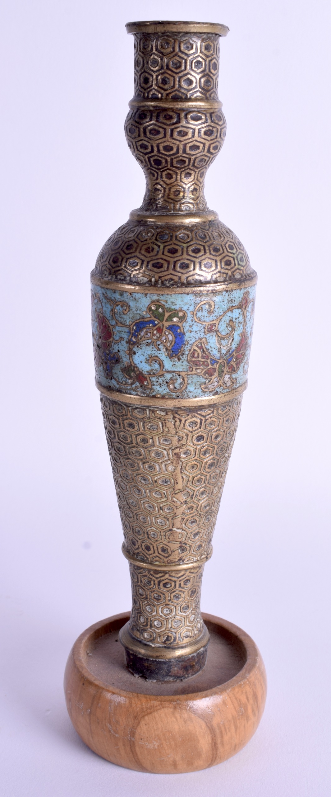 A 19TH CENTURY CHINESE CLOISONNE ENAMEL CANDLESTICK. 23 cm high. - Image 2 of 3