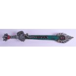 AN UNUSUAL TIBETAN SCEPTRE. 36 cm long.