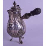 A MID 19TH CENTURY CONTINENTAL SILVER CHOCOLATE POT. 6.7 oz. 15 cm high.