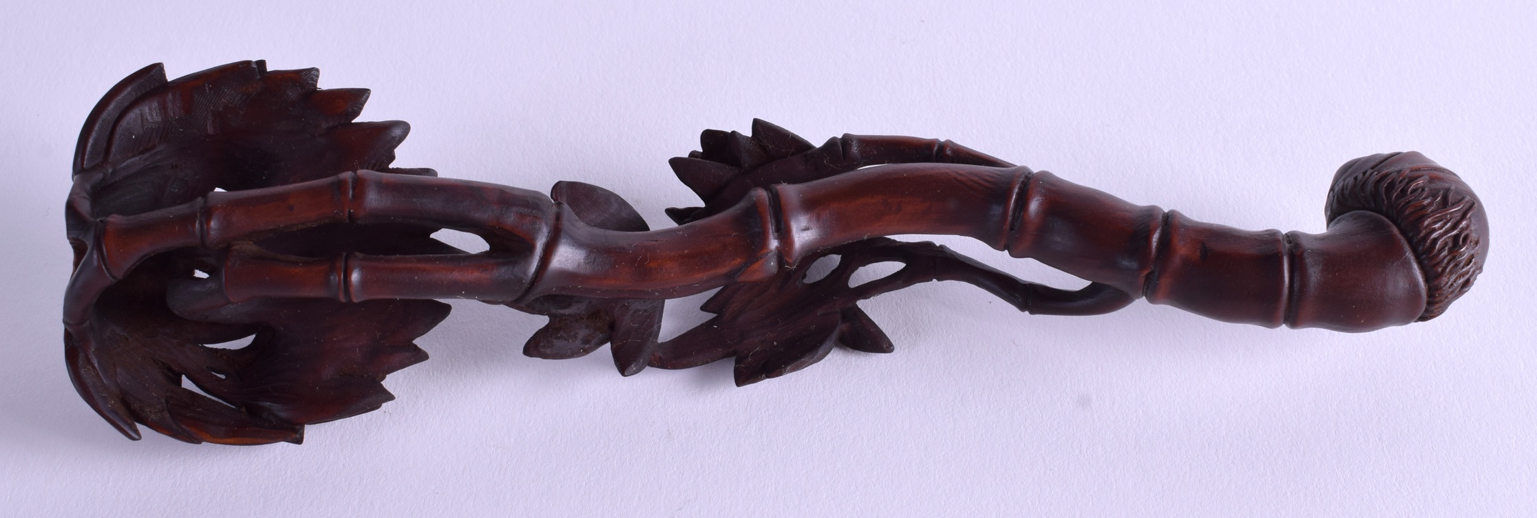 AN EARLY 20TH CENTURY CHINESE CARVED BAMBOO SCEPTRE. 19 cm long. - Image 2 of 2