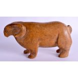 A 19TH CENTURY INDIAN CARVED HARDSTONE FIGURE OF A RAM. 21 cm x 11 cm.