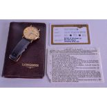 A GOLD PLATED LONGINES WRISTWATCH. 3.25 cm diameter.