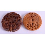 TWO CHINESE CARVED HARDSTONE DISCS. (2)