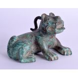 A CHINESE BRONZE SCROLL WEIGHT modelled as a beast. 9 cm wide.