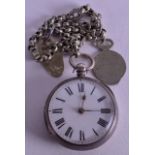 A SILVER CHAIN DRIVEN POCKET WATCH. 4.75 cm wide.