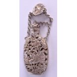 A CHINESE WHITE METAL SCENT BOTTLE PENDANT. 82 grams. Bottle 7.5 cm x 3.5 cm.