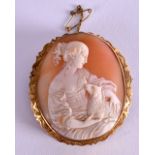 A 9CT GOLD CAMEO BROOCH. 5 cm x 5.5 cm.