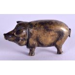 A BRASS PIG VESTA CASE. 6.25 cm wide.