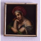 A MINIATURE 18TH CENTURY TIN PLAQUE. 3.25 cm square.