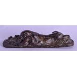 AN ART NOUVEAU FRENCH BRONZE FIGURE OF A LEOPARD by R Gardille (1898-1938). 12.5 cm wide.