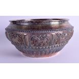 A LARGE 19TH CENTURY INDIAN SILVER CIRCULAR BOWL decorated with with buddhistic lions. 21.2 oz. 23 c