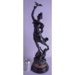 A LARGE 19TH CENTURY FRENCH SPELTER FIGURE OF A FEMALE entitled Prosperite. 68 cm x 13 cm.