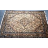 A BROWN GROUND PERSIAN RUG, decorated with extensive foliage. 159 cm x 107 cm.