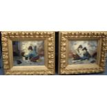 GAETANO LODI (1830-1886) FRAMED PAIR OIL ON CANVAS, signed, “Difference of Opinion” and “Sneaking a