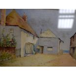 BRITISH SCHOOL (early 20th century) FRAMED WATERCOLOUR OF CORNISH INTEREST, depicting houses in a co