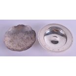 AN ENGLISH SILVER PIN DISH together with another silver dish. 6.9 oz. 10 cm wide. (2)