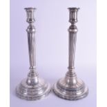 A LOVELY PAIR OF BREMS VARAIN SAARBRUCKEN SILVER CANDLESTICKS with acanthus banding. 124 oz. 34 cm h