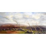 DUVALL GREATWOOD (British) FRAMED OIL ON PANEL, “Wind In The Swallows”, trees in a landscape. 29.5 c