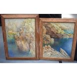 ETHEL SOPHIA CHEESWRIGHT (1874-1977) FRAMED PAIR WATERCOLOUR, costal landscape together with another
