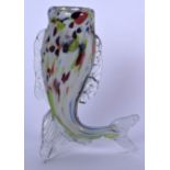 AN ITALIAN MURANO GLASS FISH FIGURAL SPILL VASE, formed with speckled decoration. 16.5 cm high.