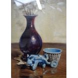 D K LOGAN (Scottish) FRAMED OIL ON BOARD, signed, still life study of a yuhuchumping shaped vase. 33