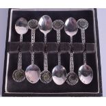 A SET OF SIX ARTS AND CRAFTS STYLE IRISH SILVER SPOONS. (6)