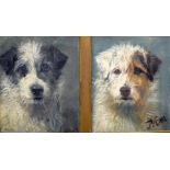 JOHN EMMS (1844-1912) FRAMED OIL ON CANVAS, signed, double dog portrait, mounted in a gilded frame.