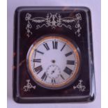 A LARGE 19TH CENTURY SILVER PLATED TORTOISESHELL POCKET WATCH within a silver inlaid case. Watch 6 c