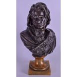 A 19TH CENTURY FRENCH BRONZE BUST by Albert Ernest Carrier Belleuse (1824-1887) modelled as a male w