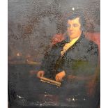 SCHOOL OF HENRY RAEBURN (Scottish) FRAMED OIL ON CANVAS, portrait of Robert Burns, seated in black,