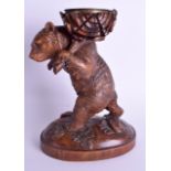 A 19TH CENTURY BAVARIAN BLACK FOREST FIGURE OF A BEAR by Johann Huggler, modelled holding aloft a bo