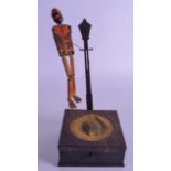 A VERY RARE EARLY 20TH CENTURY AMERICAN CAST IRON SPEAKER with dancing articulated wooden man to the