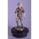 A RARE 1920S CARVED IVORY AND SILVERED BRONZE CAR MASCOT by Barthelemy, modelled upon a bakelite bas