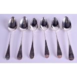 A HARLEQUIN SET OF SIX SILVER GEORGE III TEASPOONS. 3.1 oz. (6)