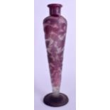 A LOVELY FRENCH GALLE CAMEO GLASS VASE decorated with foliage and vines. 28 cm high.