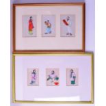 A PAIR OF FRAMED 19TH CENTURY CHINESE PITH PAPER WATERCOLOURS depicting figures in various pursuits.