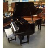 A GOOD STEINWAY & SONS PIANOLA GRAND No 27.1.F6, upon brass wheels, with seat. 150 cm x 100 cm.