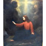 ITALIAN SCHOOL (19th century) FRAMED OIL ON CANVAS, Jesus Christ seated in a landscape. 97 cm x 79 c