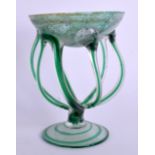 AN ITALIAN VENETIAN GREEN AND CLEAR GLASS CUP. 14 cm high.